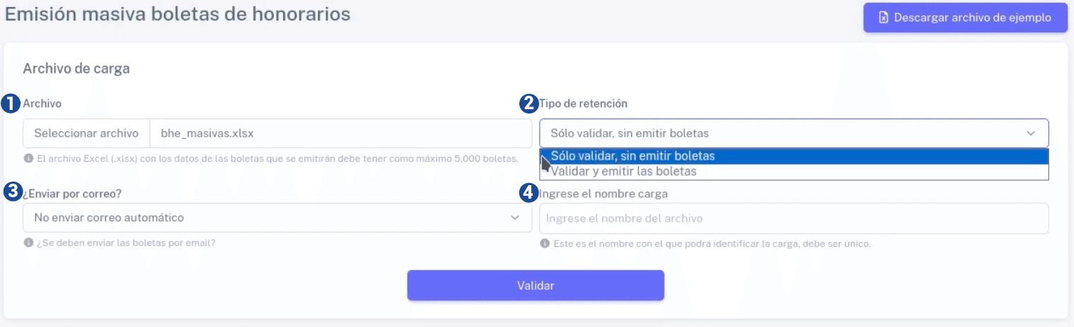 Cargar el archivo en BHExpress