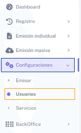Pestaña de configuraciones - usuarios